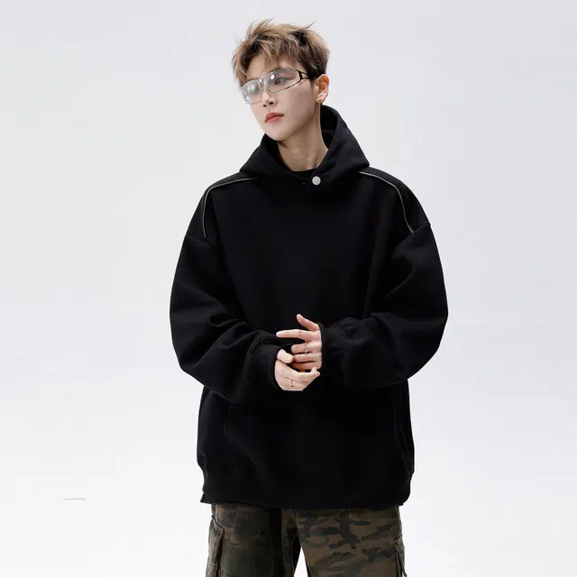 徐太浪 美式潮牌纯色重磅连帽休闲百搭长袖卫衣 男女同款