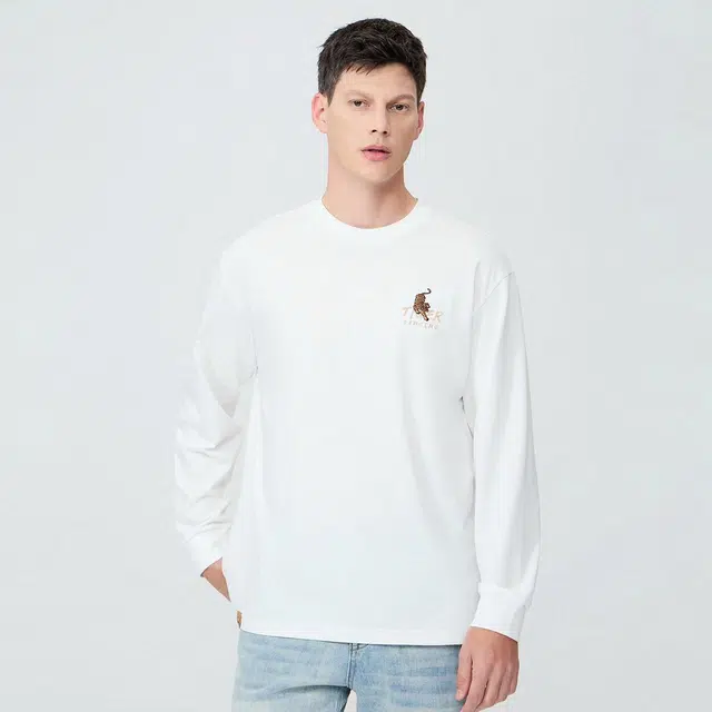 与狼共舞 肌理提花微弹百搭运动长袖卫衣 男款
