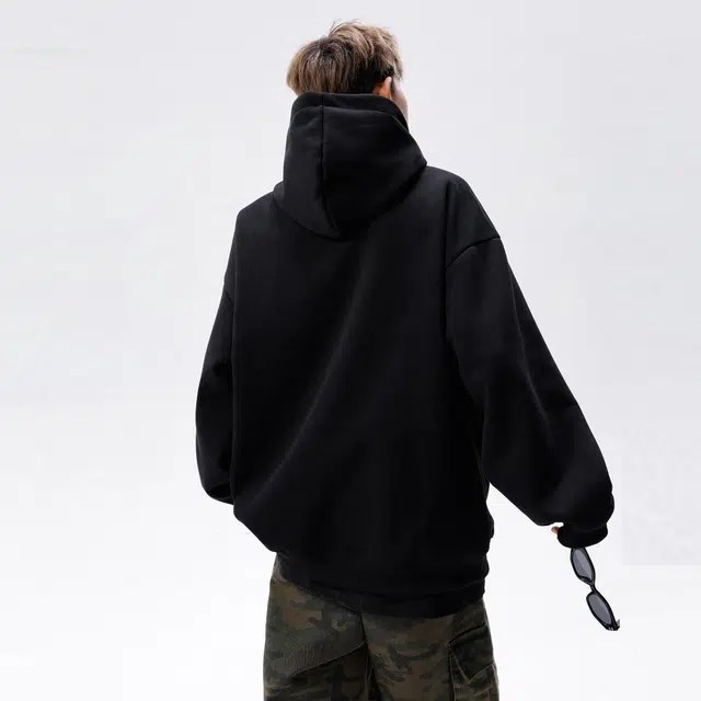 徐太浪 美式潮牌纯色重磅连帽休闲百搭长袖卫衣 男女同款