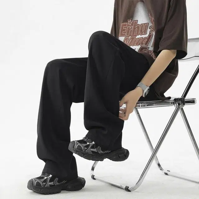 独驰 美式潮牌宽松高级感阔腿直筒休闲裤 男女同款