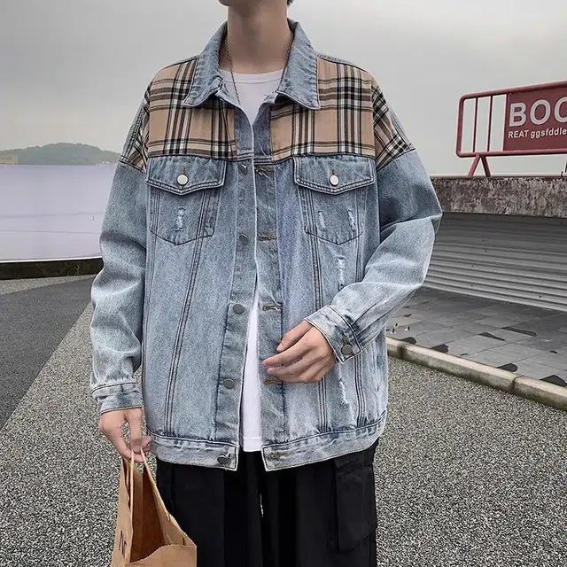 物质公式 美式街头工装教练复古飞行员高街嘻哈个性简约无性别主义分割基础宽松休闲纯色长袖夹克外套 男女同款 浅蓝