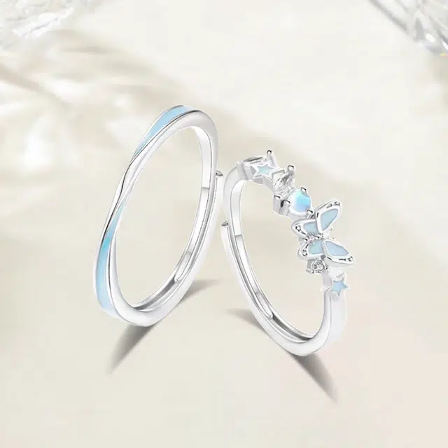 【发光&招财福蝶】 琉堇 星河极光蝴蝶闪钻夜光对戒轻奢小众高级感好运 合金 戒指 男女同款情侣款