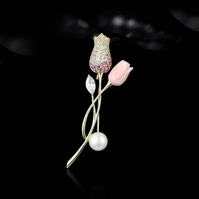 兰盈 玫瑰花 轻奢小众胸花 奥地利水晶 胸针 女款