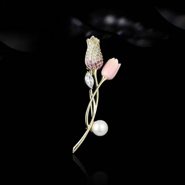 兰盈 玫瑰花 轻奢小众胸花 奥地利水晶 胸针 女款