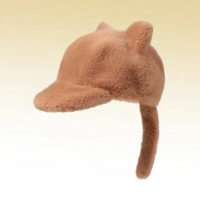 南极人 可爱猫咪鸭舌帽小众设计毛绒尾巴网红秋冬季保暖东北哈尔滨旅游防寒棒球帽 加厚 帽子 女款