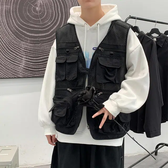 玉儿恋 美式工装机能风坎肩户外运动登山背心百搭宽松外套马甲 男女同款