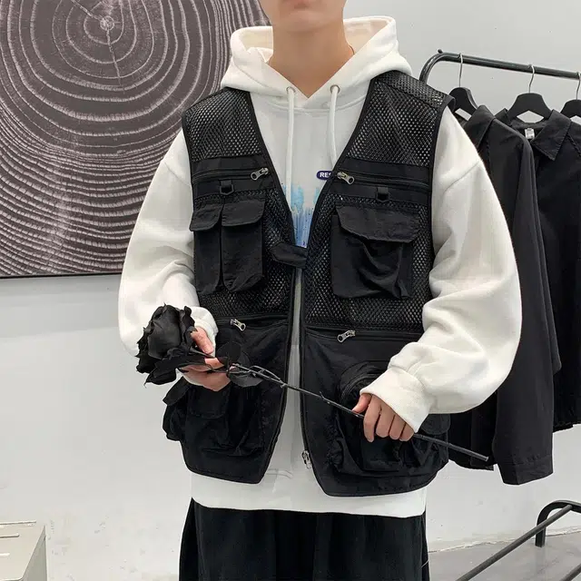 玉儿恋 美式工装机能风坎肩户外运动登山背心百搭宽松外套马甲 男女同款