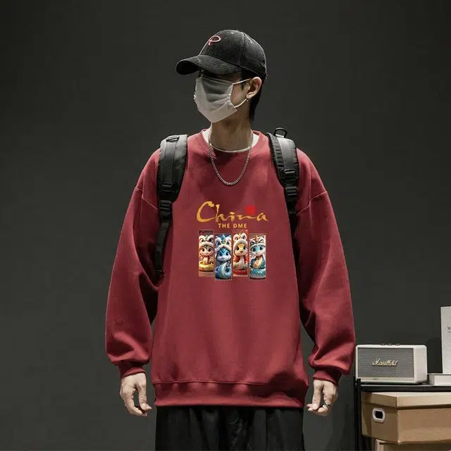 【dme】 宽松字母纯色休闲重磅长袖卫衣 男女同款