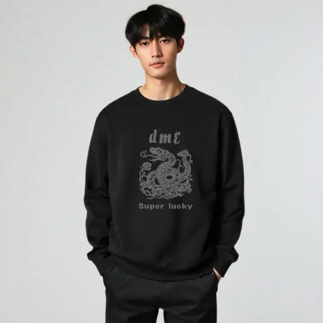 【dme】 蛇年限定 圆领宽松打底套头卫衣 男女同款