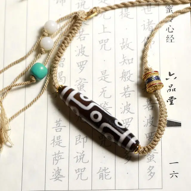 匠锁心玉 九眼天珠 新中式 国潮国风  藏传 小众设计高级感 招财转运 手工编织 吉祥平安 本命守护#好运 玛瑙 项链 男女同款情侣款