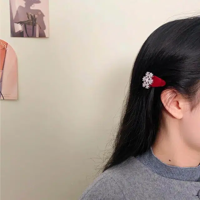 如花梦 秋冬雪花小猫边夹鸭嘴夹侧边穿搭 亚克力 发夹 女款