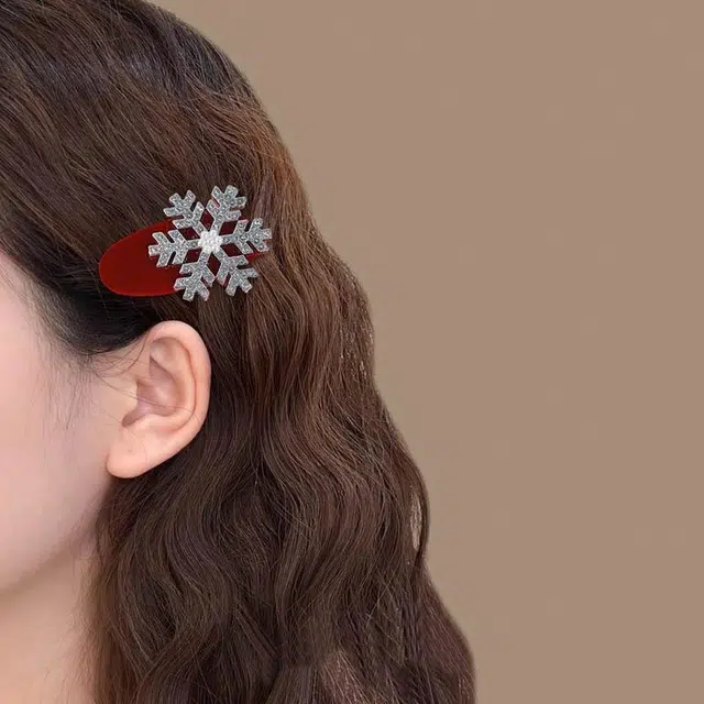 如花梦 秋冬雪花小猫边夹鸭嘴夹侧边穿搭 亚克力 发夹 女款