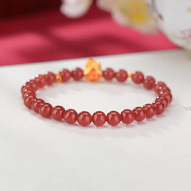 九乐 财源滚滚 新中式国潮钱袋 日进斗金 简约百搭圆珠 气质轻奢高级感 玛瑙 手串 男女同款情侣款