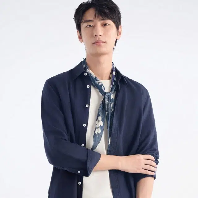 九牧王男裤专家 小方领休闲时尚百搭长袖衬衫 男款