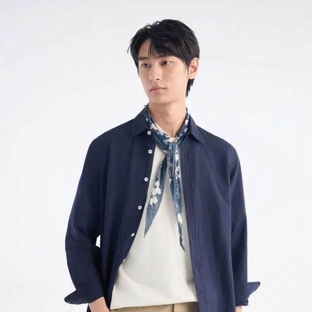 九牧王男裤专家 小方领休闲时尚百搭长袖衬衫 男款