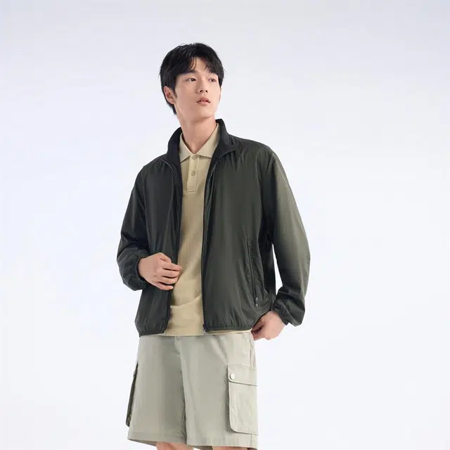 九牧王男裤专家 简约纯色基础款休闲百搭大容量口袋耐磨抗皱立领日常时尚通勤夹克外套 男款