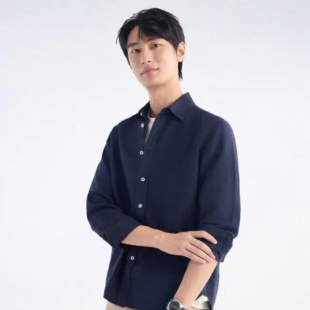 九牧王男裤专家 小方领休闲时尚百搭长袖衬衫 男款