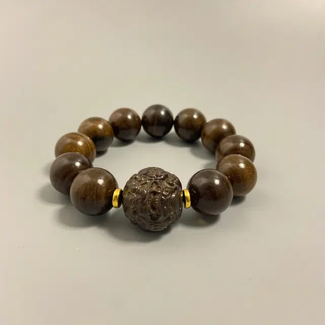耳玺 霸气高密古风大颗貔貅佛珠手持文玩盘玩转运珠纳福念珠手把件中式国潮古风#好运 檀木 手串 男女同款情侣款