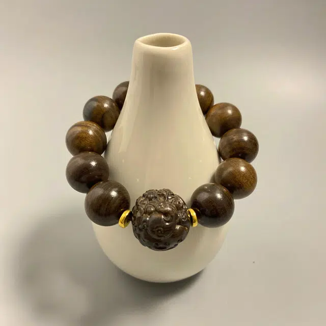 耳玺 霸气高密古风大颗貔貅佛珠手持文玩盘玩转运珠纳福念珠手把件中式国潮古风#好运 檀木 手串 男女同款情侣款