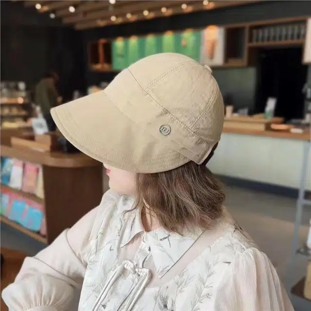 钓鱼熊 防晒遮脸防紫外线太阳帽宽檐速干 聚酯纤维 渔夫帽 女款