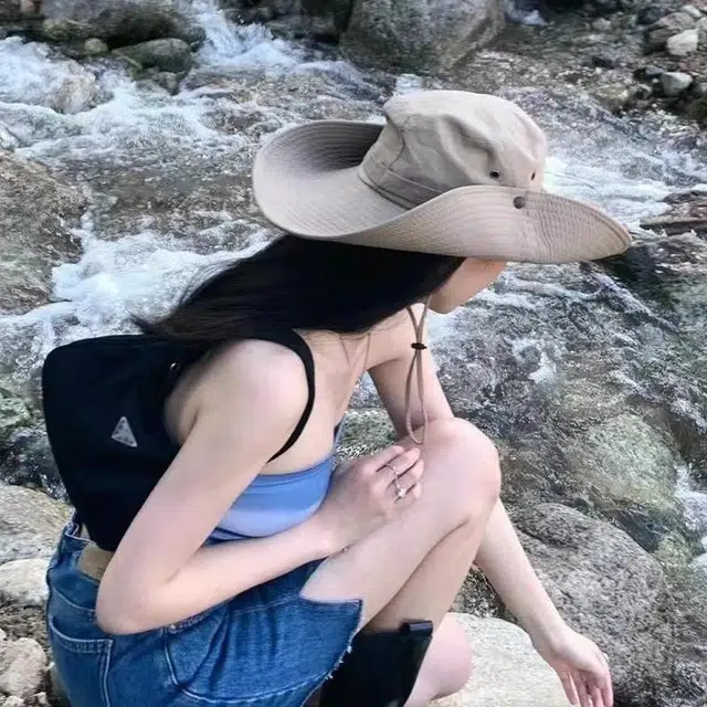 钓鱼熊 大檐速干户外登山徒步露营 涤纶 渔夫帽 男女同款情侣款