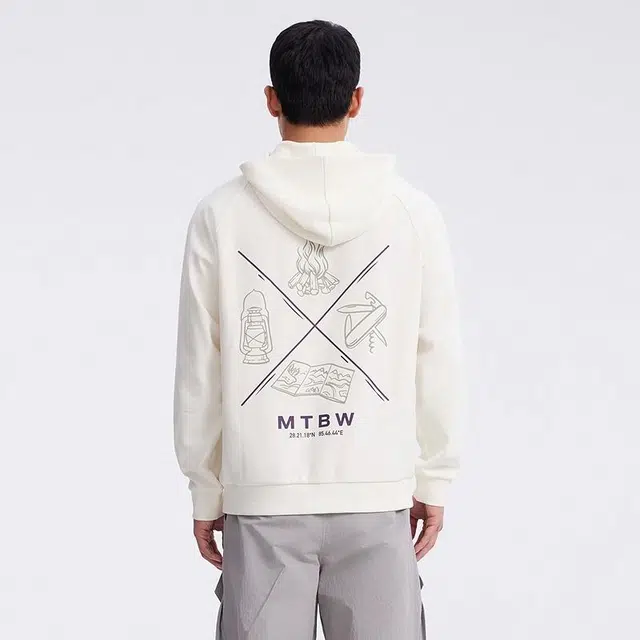 美特斯邦威 纯色印花连帽舒适百搭卫衣 男女同款