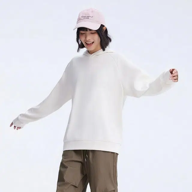 美特斯邦威 纯色印花连帽舒适百搭卫衣 男女同款