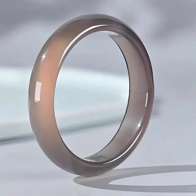 兰慕茵诺 诸事顺利 白月光冰透清透清冷感素圈灰冰烟灰色细条圆汉服新中式 #好运 玛瑙 玉石手镯 女款