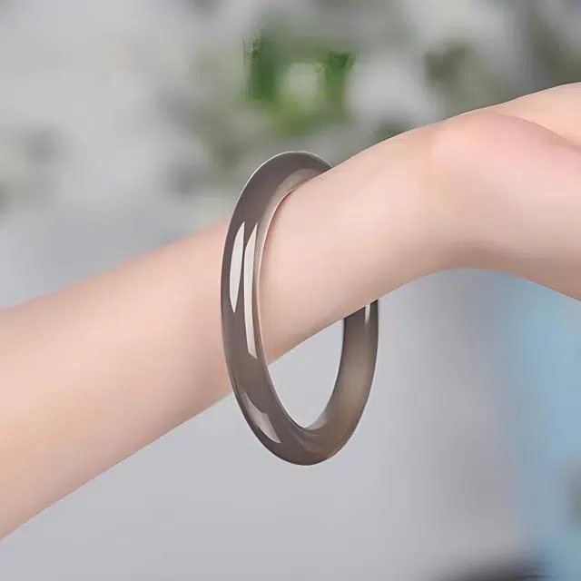 兰慕茵诺 诸事顺利 白月光冰透清透清冷感素圈灰冰烟灰色细条圆汉服新中式 #好运 玛瑙 玉石手镯 女款