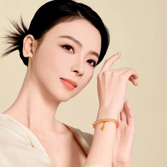 梦金园 新中式国风六字箴言两世欢莲蓬转运珠流苏串珠手饰#好运 玛瑙 玉石手串 女款