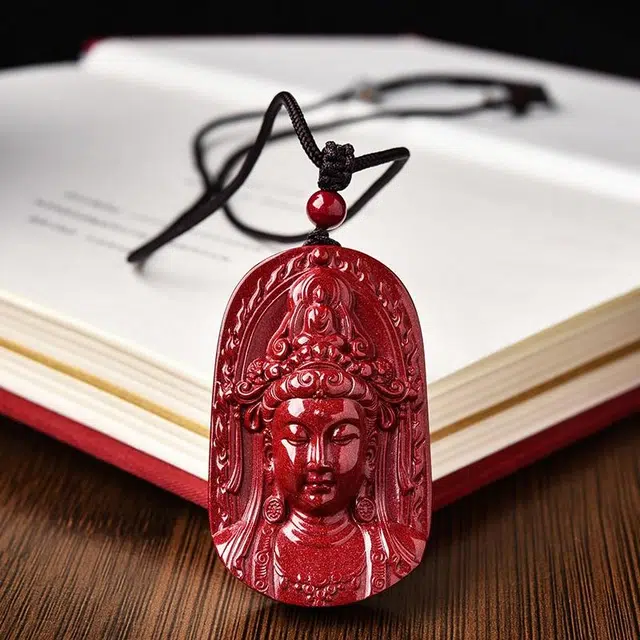 【时来运转】 灵菲 本命年诸事平安 新中式风格 可调节黑绳 观音#好运 再造辰砂朱砂 项链 男女同款情侣款