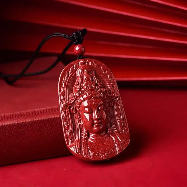 【时来运转】 灵菲 本命年诸事平安 新中式风格 可调节黑绳 观音#好运 再造辰砂朱砂 项链 男女同款情侣款