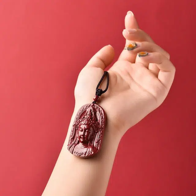 【时来运转】 灵菲 本命年诸事平安 新中式风格 可调节黑绳 观音#好运 再造辰砂朱砂 项链 男女同款情侣款