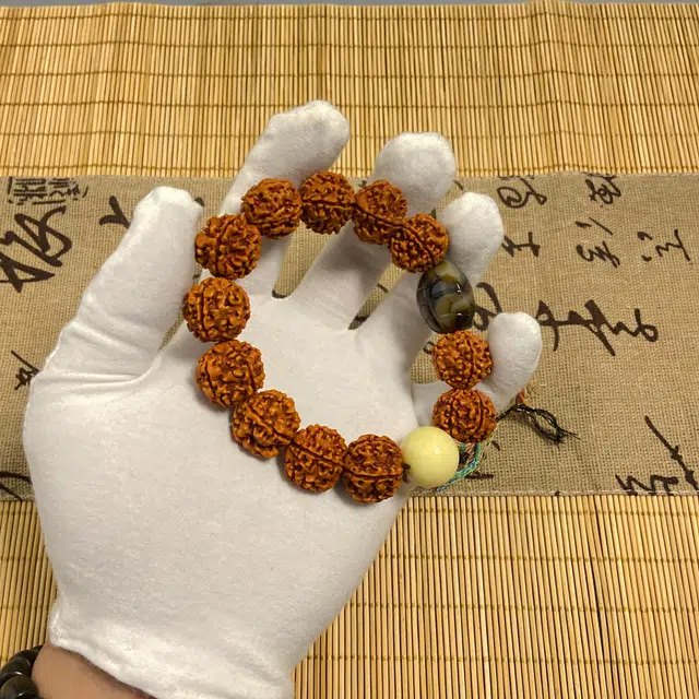 耳玺 新中式国潮复古风大颗文玩盘玩绕手揉纳福小众设计高级感佛珠#好运 金刚菩提 手串 男女同款情侣款