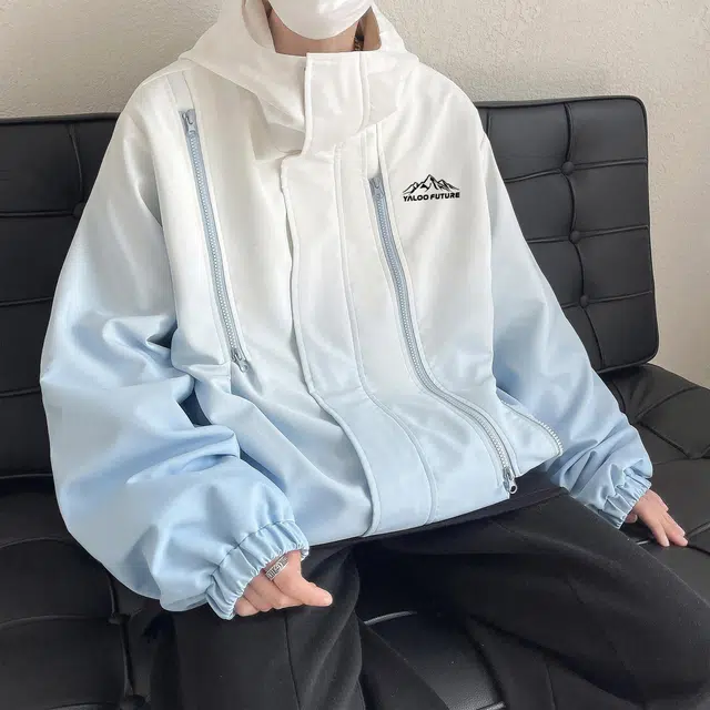 雅鹿  全天候系列机能风渐变山系户外登山徒步运动防风防水拉链连帽休闲宽松百搭 冲锋衣 男女同款