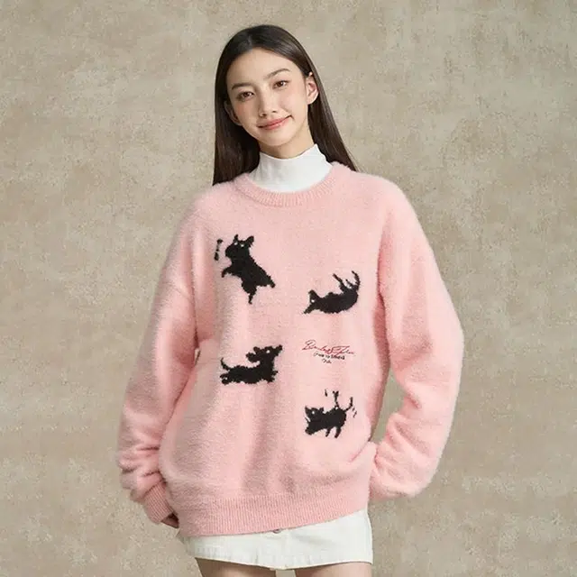 BONELESS Dog Pattern Pullover Sweater