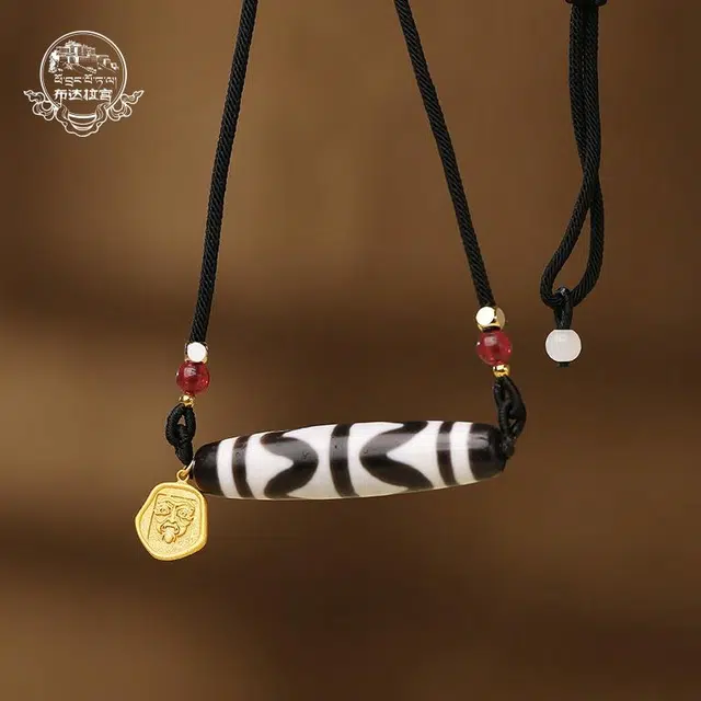 布达拉宫 双虎牙九眼天珠民族风可调节西藏挂绳#好运 玛瑙 项链 男女同款情侣款