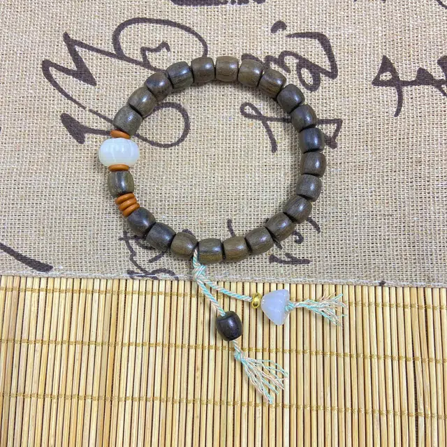 耳玺 国潮风中式复古文玩盘玩转运招财进宝小众设计感佛珠念珠#好运 檀木 手串 男女同款情侣款