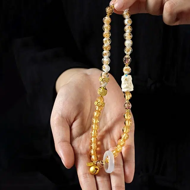 京华录 新中式招财纳福转运 温柔气质感 国潮扎基拉姆双圈跑环 文艺民族风 琉璃 玉石手串 男女同款情侣款