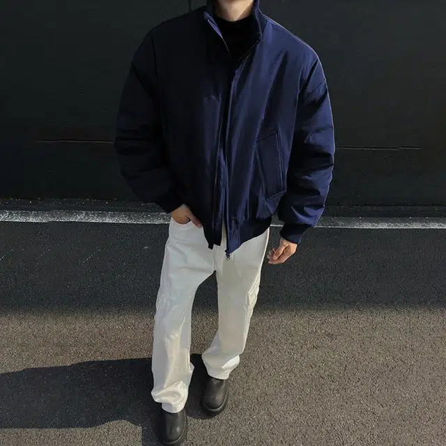 SUNSETMONENT Classic Collar Warm Cotton Jacket Navy