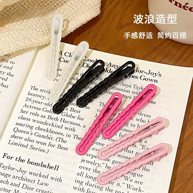 简应舒 多巴胺波浪一字夹碎发侧边刘海夹子头饰 金属 发夹 女款