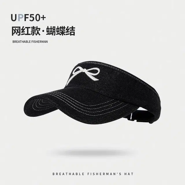 祎步康 夏季空顶遮阳帽刺绣帽户外运动跑步显脸小蝴蝶结帽子 锦纶 防晒帽 男女同款情侣款