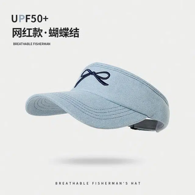祎步康 夏季空顶遮阳帽刺绣帽户外运动跑步显脸小蝴蝶结帽子 锦纶 防晒帽 男女同款情侣款