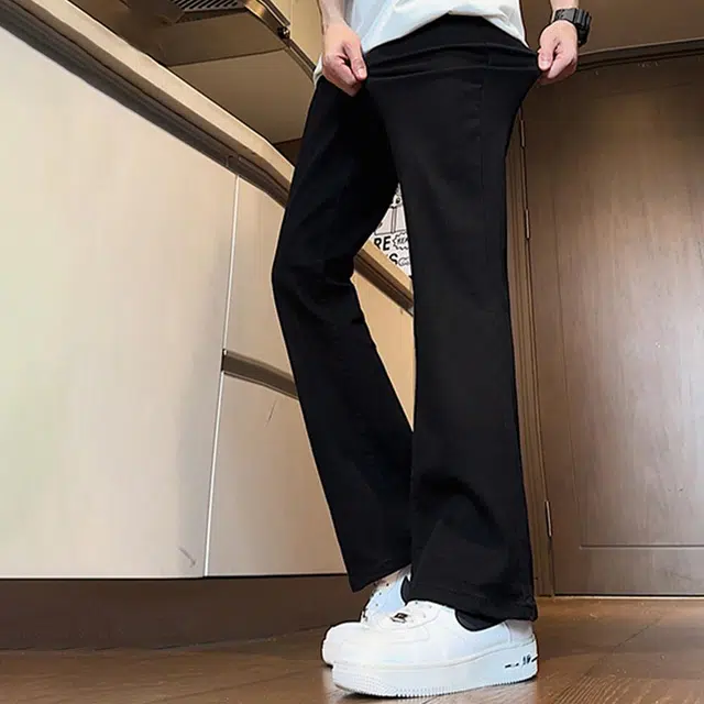 金贝勒 美式复古高街风纯色中腰做旧微喇垂感休闲通勤牛仔裤 男女同款