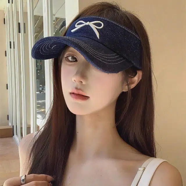 祎步康 夏季空顶遮阳帽刺绣帽户外运动跑步显脸小蝴蝶结帽子 锦纶 防晒帽 男女同款情侣款