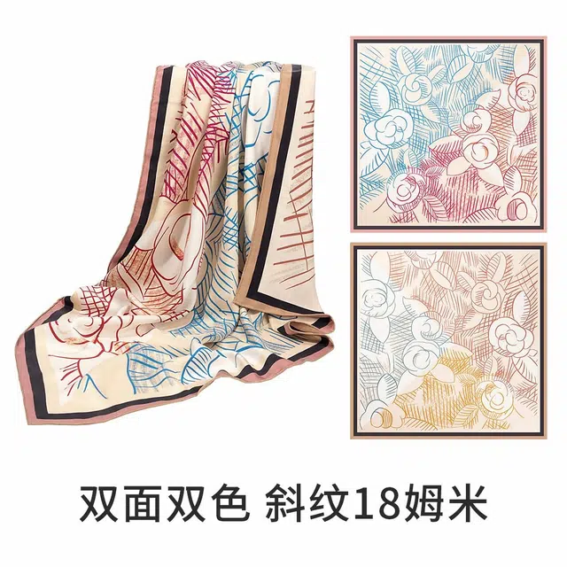 上海故事 高档重磅真丝斜纹双面喷绘大方巾时尚气质领巾旗袍外搭 桑蚕丝 丝巾 女款