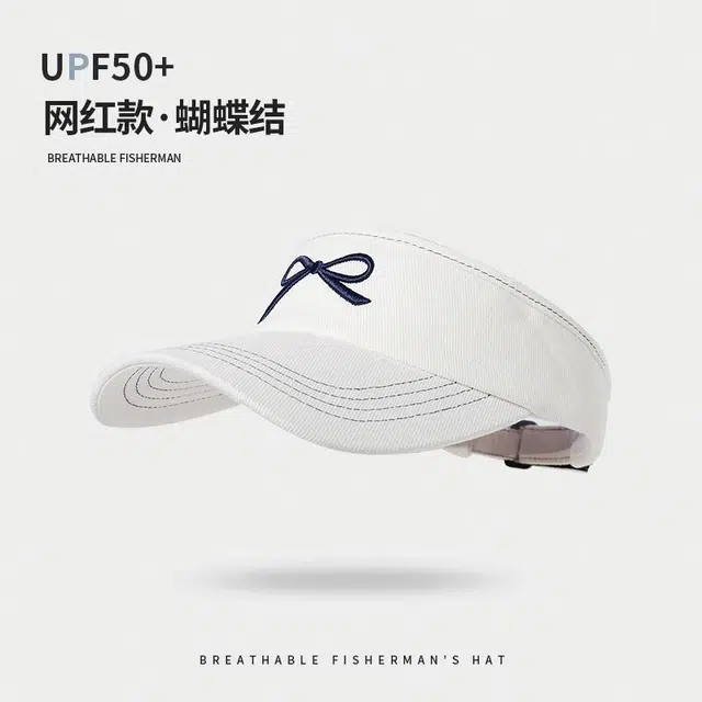 祎步康 夏季空顶遮阳帽刺绣帽户外运动跑步显脸小蝴蝶结帽子 锦纶 防晒帽 男女同款情侣款