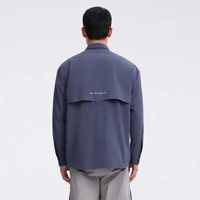 美特斯邦威 宽松休闲潮流山系工装防晒长袖衬衫 男款
