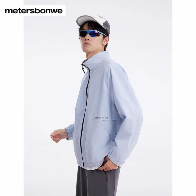 美特斯邦威 户外立领机能运动纯色夹克外套 男女同款
