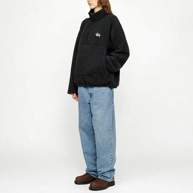 Stussy SS24 POLAR FLEECE HALF ZIP MOCK NECK Logo
